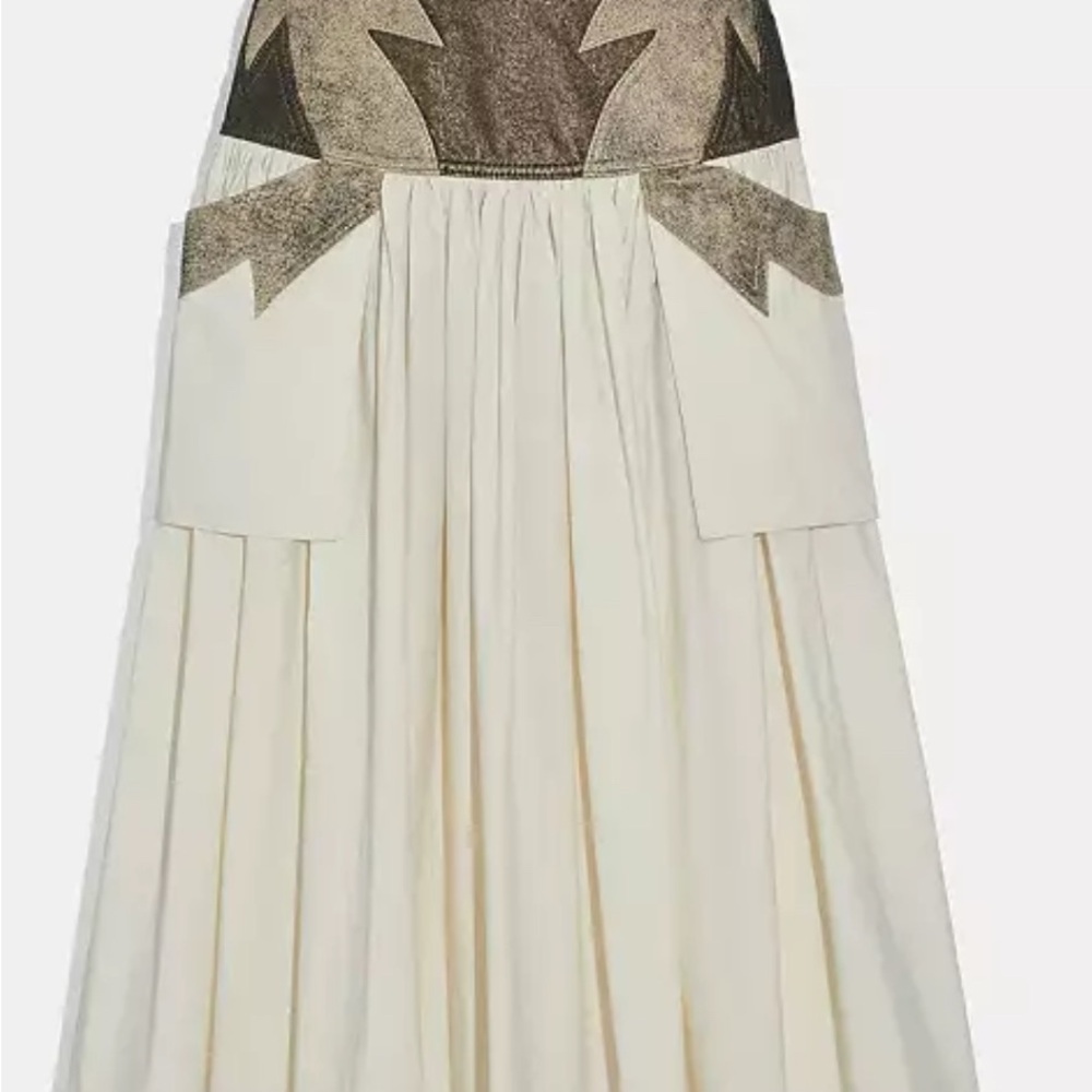 Coach designer pleated skirt size 2 leather cotton NWT style 69881 Limestone